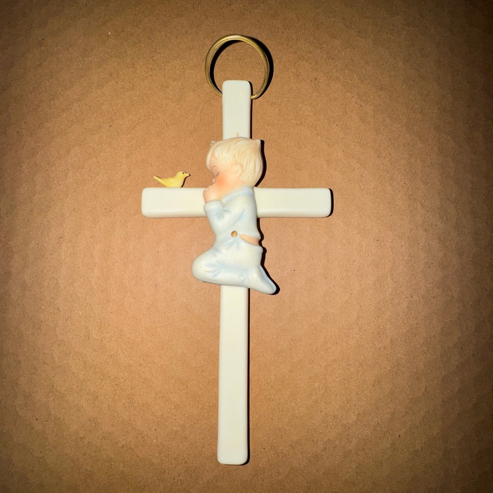 Vtg 1999 Boy Praying Cross by Lefton